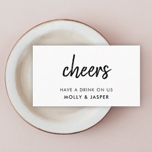 Cheers   Minimalist Wedding Drink Voucher Card