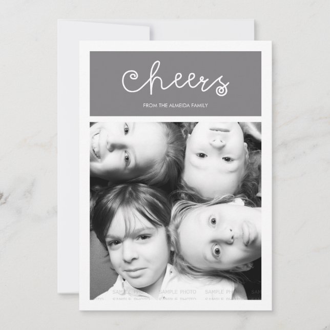 Cheers Modern Christmas Family Flat Holiday Photo (Front)