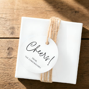 Cheers! Modern Elegant Simple Chic Family Name Favour Tags