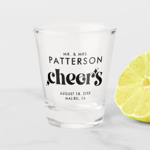 Cheers Modern Retro Wedding Shot Glass