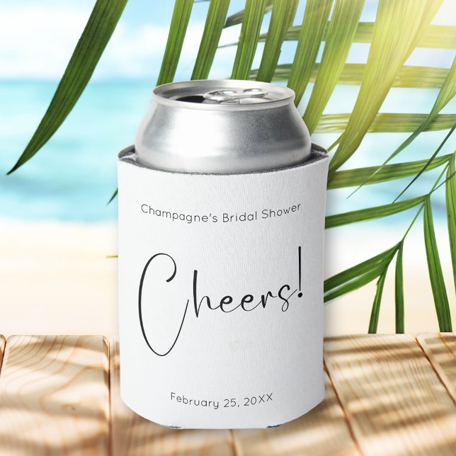 Cheers Modern Script Bridal Shower Can Cooler (Creator Uploaded)