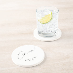 Cheers Modern Unique Personalised Custom Wedding Coaster