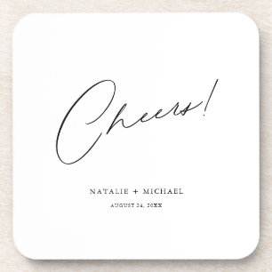Cheers Modern Unique Personalised Custom Wedding Coaster