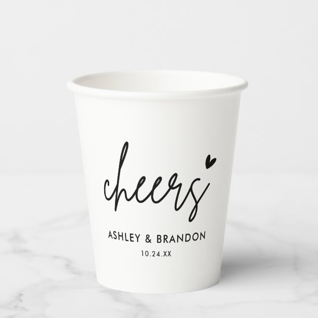 Cheers Modern Wedding Party  Paper Cups (Front)