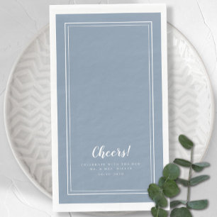 Cheers Mr & Mrs Modern Wedding Dusty Blue Dinner Napkin