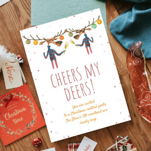 Cheers My Deers l Funny Festive Holiday  Invitation