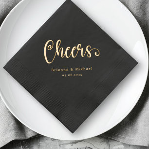 Cheers names date elegant wedding foil napkins