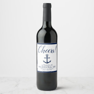 Cheers! Nautical Anchor Wedding Customised Wine Label