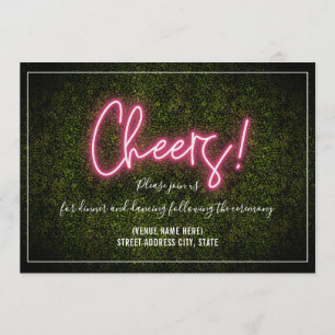 Cheers  Neon Boxwood Wedding Reception Invitation