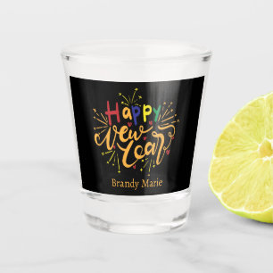 cheers New Year add name word art Shot Glass