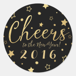 Cheers New Year Custom Stickers / Black