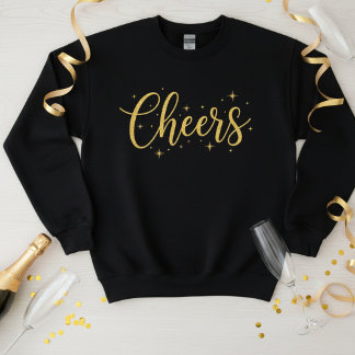 🥂 Cheers New Year Sweatshirt | Cosy Gold Glitter