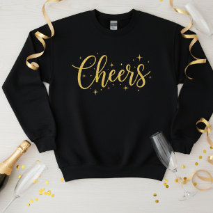 🥂 Cheers New Year Sweatshirt   Cozy Gold Glitter