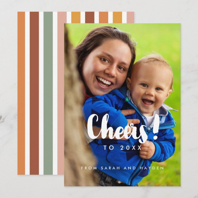 Cheers New Year's family photo card (Front/Back)