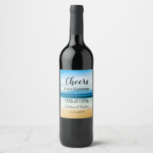 Cheers Ocean Sunset Beach Themed Wine Label