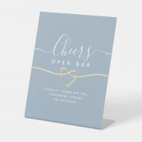 Cheers Open Bar Wedding Sign – Dusty Blue
