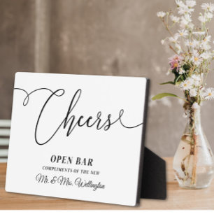 Cheers Open Bar Wedding Sign Plaque