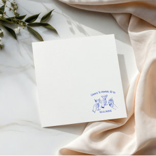 Cheers Personalised Champagne Glass Hand drawn Napkin