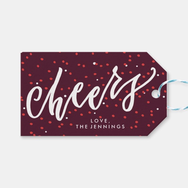 Cheers Personalised Holiday Gift Tag (Front (Horizontal))