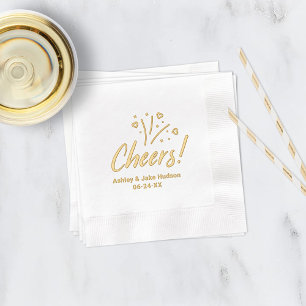 Cheers Personalised Wedding Monogram Foil Napkins