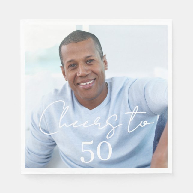 Cheers photo birthday party luncheon napkin (Front)