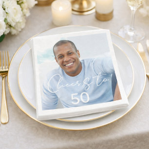 Cheers photo birthday party luncheon napkin