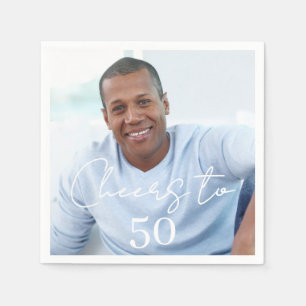 Cheers photo birthday party napkin