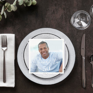 Cheers photo birthday party napkin