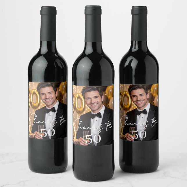 Cheers photo birthday party wine label (Bottles)