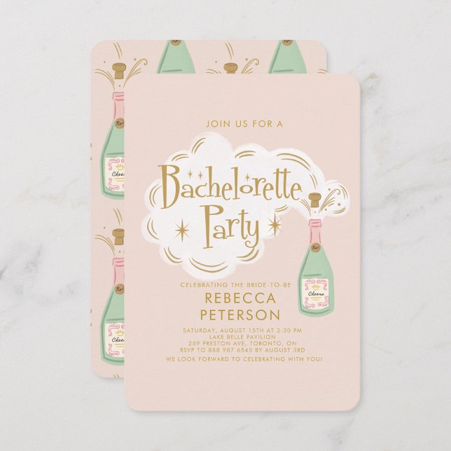 Cheers Pinky Champagne Bachelorette Party  Invitation (Creator Uploaded)