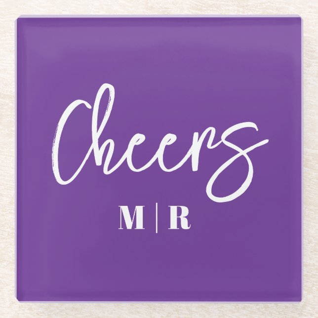 Cheers purple glass coaster (Front)
