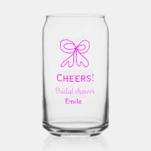 Cheers purple pink bow bridal shower add name 