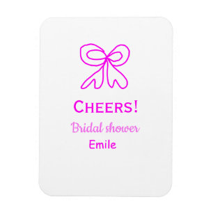 Cheers purple pink bow bridal shower add name magnet