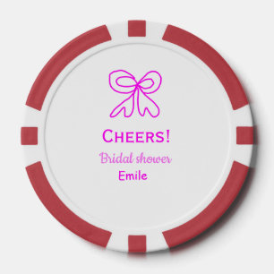 Cheers purple pink bow bridal shower add name poker chips