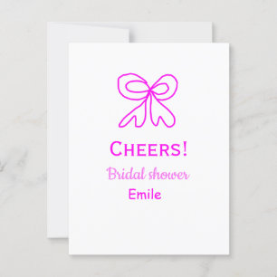 Cheers purple pink bow bridal shower add name  postcard