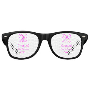 Cheers purple pink bow bridal shower add name retro sunglasses