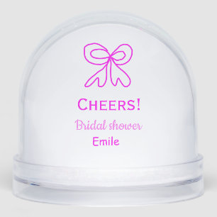 Cheers purple pink bow bridal shower add name  snowglobe