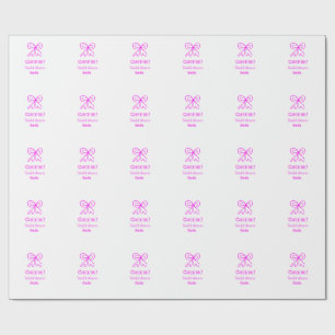 Cheers purple pink bow bridal shower add name wrapping paper