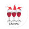 CHEERS! RED WINE AND CHRISTMAS HATS PRINT