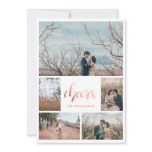 Cheers Rose Gold Typography Photo | Snowflakes