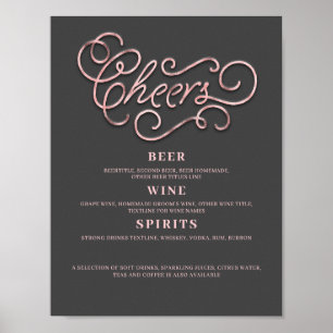 Cheers Rose Gold Wedding Bar Sign