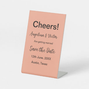 Cheers save the date simple minimal modern elegant pedestal sign