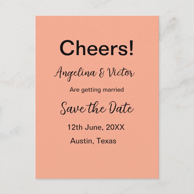 Cheers save the date simple minimal modern elegant postcard (Front)