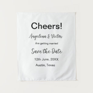 Cheers save the date simple minimal modern elegant tapestry