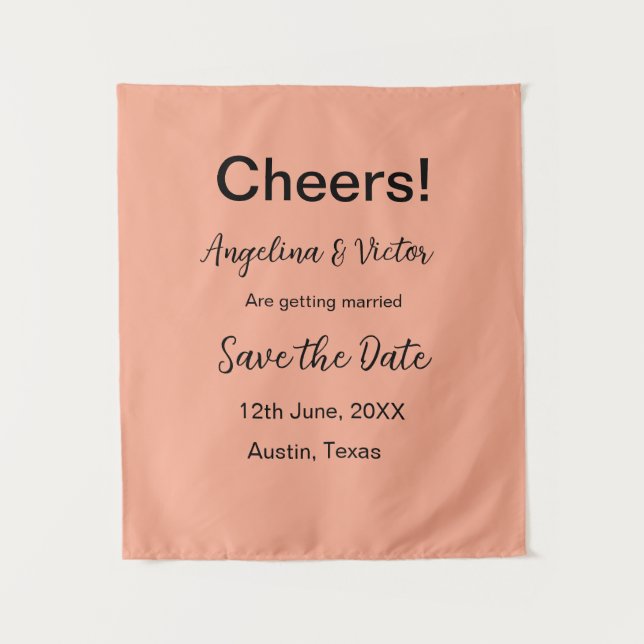 Cheers save the date simple minimal modern elegant tapestry (Front)