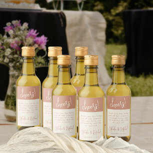 Cheers Script Terracotta Thank You Wedding Favour Wine Label