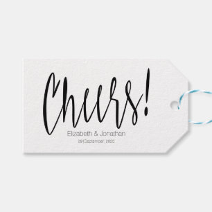 Cheers Simple Calligraphy Wedding Favour Tag
