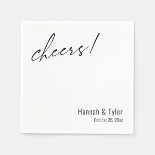 Cheers! Simple Elegance Wedding Typography Napkin