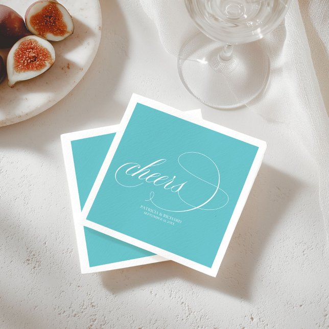 Cheers - Simple Elegant Purist Blue Wedding Napkin (Creator Uploaded)