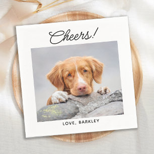 Cheers Simple Photo Cute Fun Dog Pet Wedding Napkin